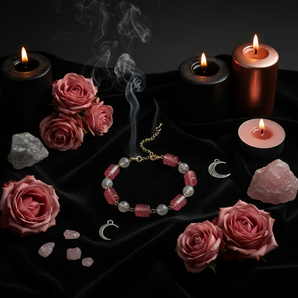 灰月光石草莓晶手链-混合风1