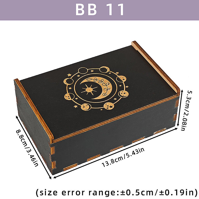 Twelve Constellations Lotus Push-Pull Wooden Box