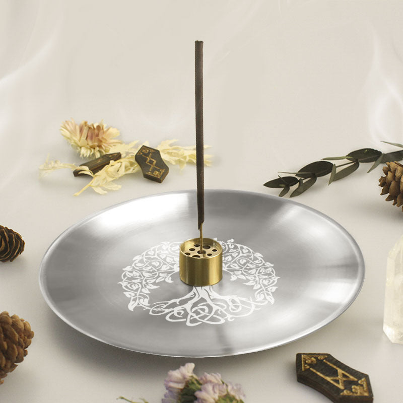 Tree of Life Steel Tray Nine-Hole Incense Holder Tray