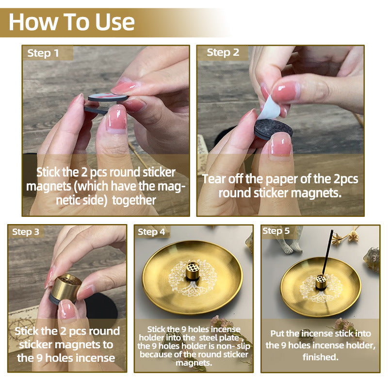 Tree of Life Steel Tray Nine-Hole Incense Holder Tray