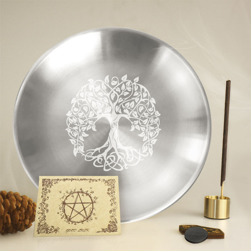 Tree of Life Steel Tray Nine-Hole Incense Holder Tray