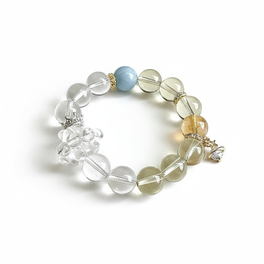 Crown Bear Crystal Bracelet: Royal Power & Protective Strength