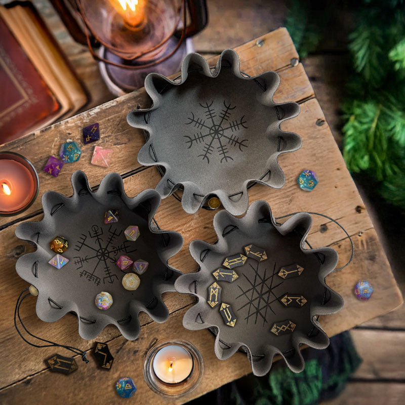 Viking Leather Dice Bag Tray Drawstring Bag