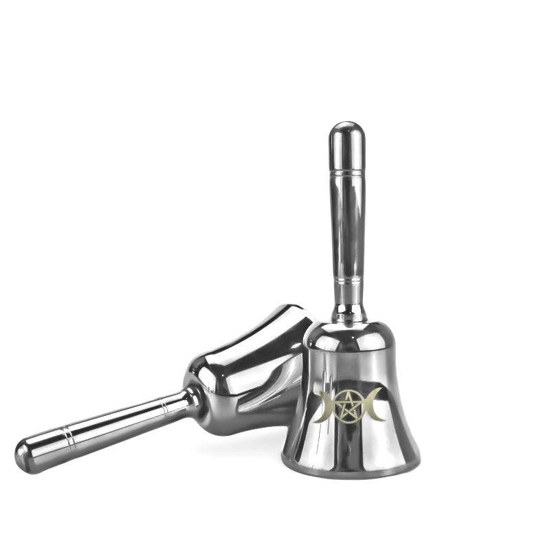 Three-Phase Moon Pentagram Ornament Brass Hand Bell