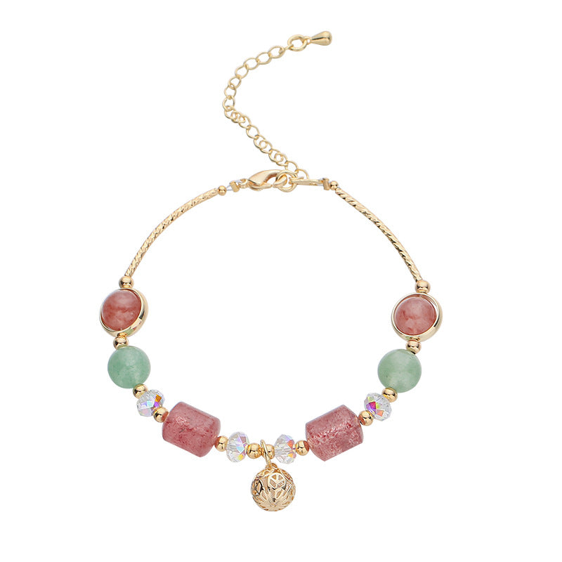 Strawberry Crystal & Austrian Crystal Bracelet: Heart Chakra Love & Clarity