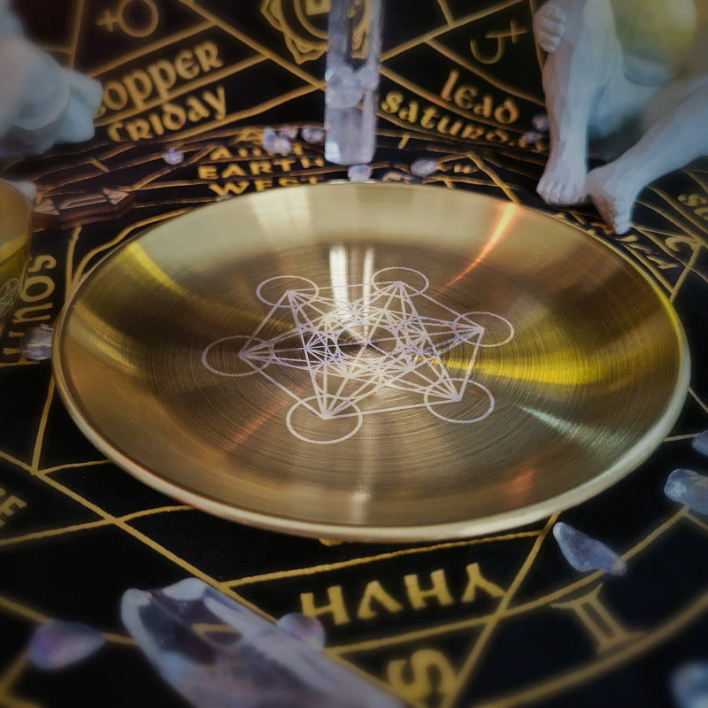 Three-Phase Moon Pentagram Ornament Metal Candle Holder Tray