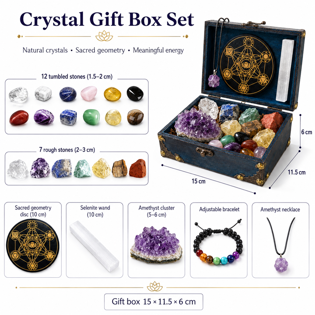 Natural Crystal Healing Seven-color Crystal Set