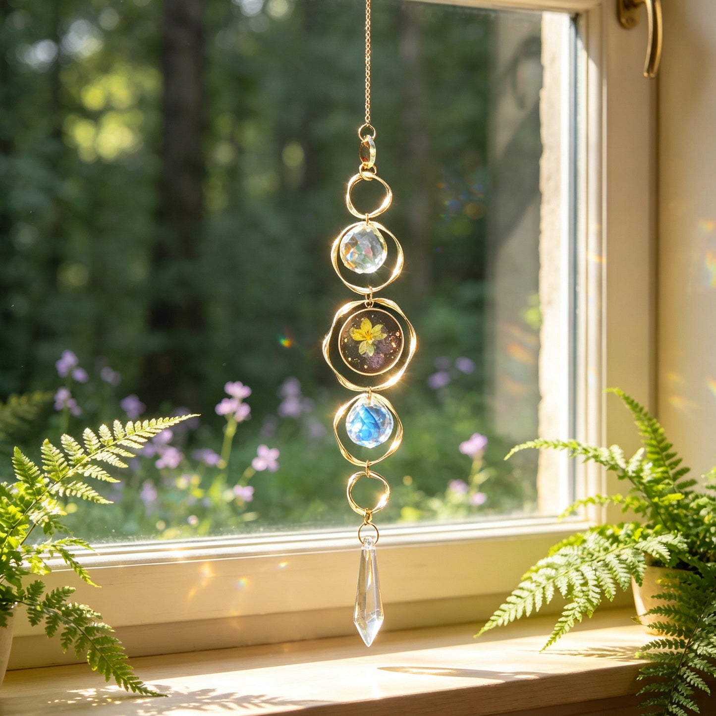 Crystal Sun Catcher Wind Chime | Natural Crystal Hanging Decoration