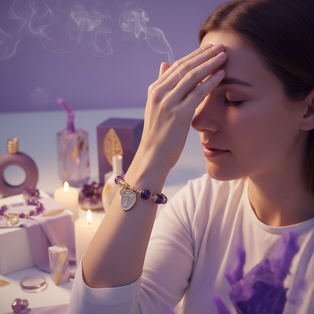 Amethyst Crystal Bracelet Third Eye Meditation