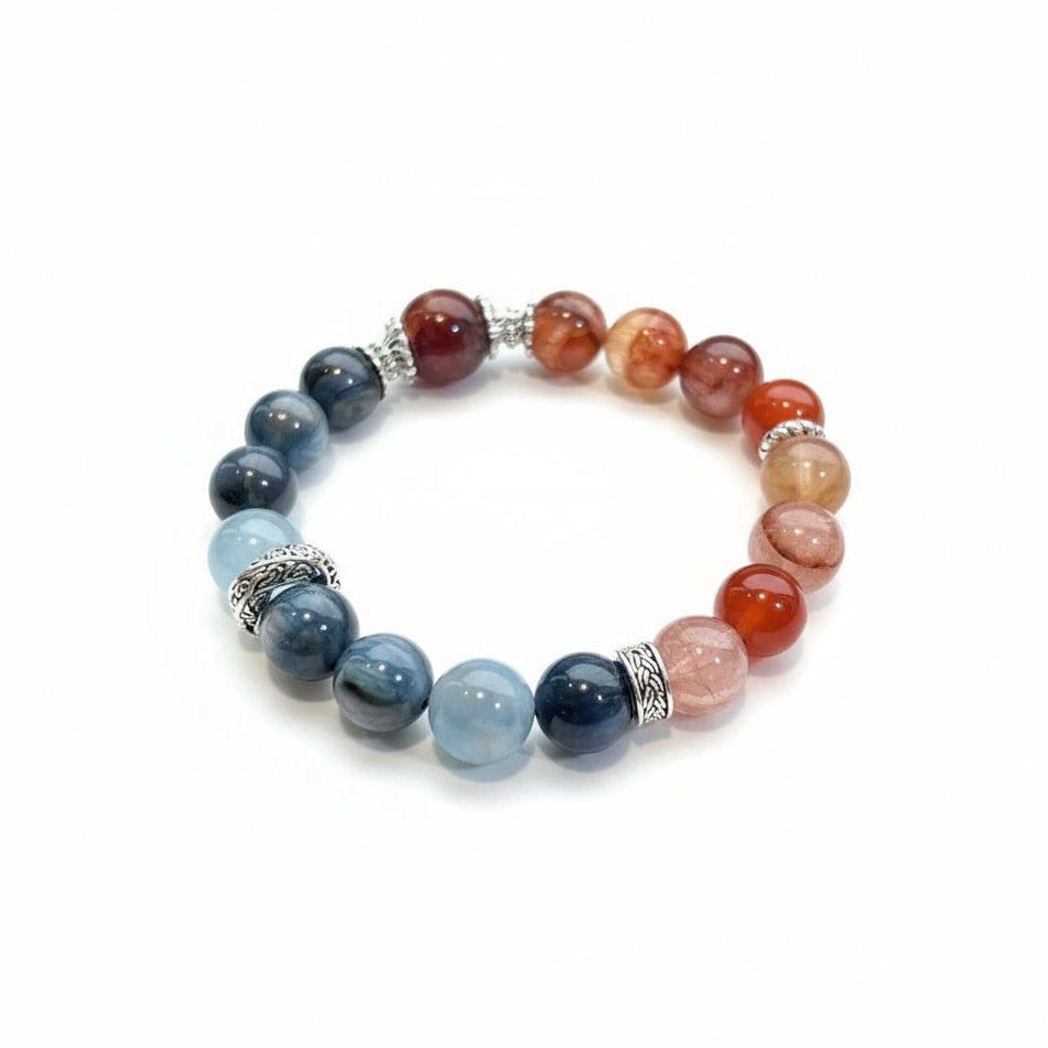 Red Flower & Kyanite Bracelet: Passionate Truth & Heart-Throat Alignment