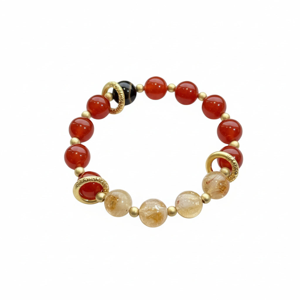 Citrine & Red Agate Fortune Bracelet: Wealth & Vitality Power Duo