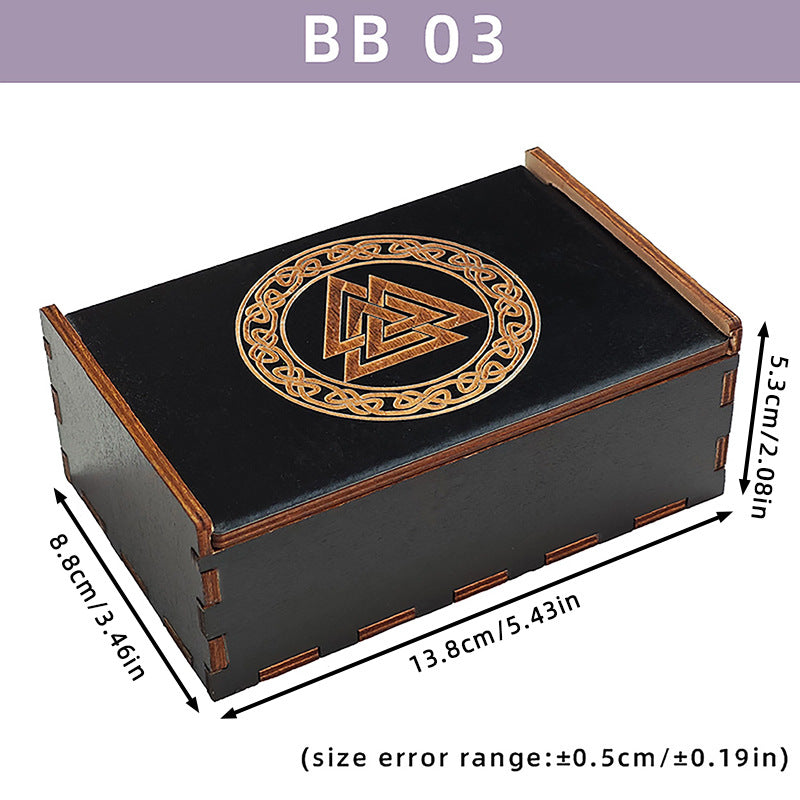 Twelve Constellations Lotus Push-Pull Wooden Box