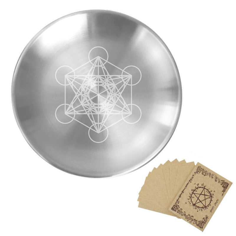 Silver Plated Three-Phase Moon Pentagram Ornament Metal Candle Holder