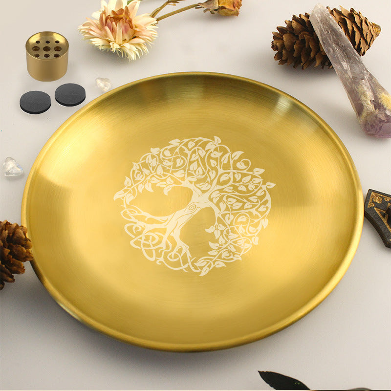 Tree of Life Steel Tray Nine-Hole Incense Holder Tray