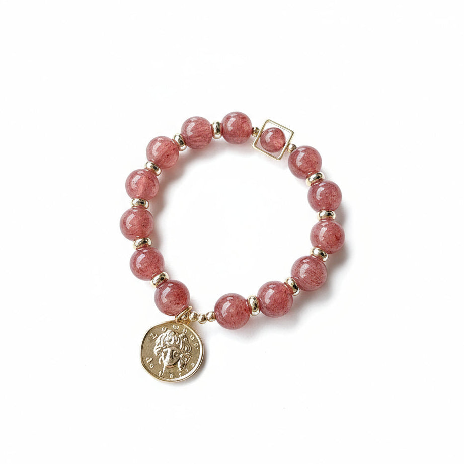 Vintage Strawberry Crystal Bracelet: Old Soul Love & Timeless Healing