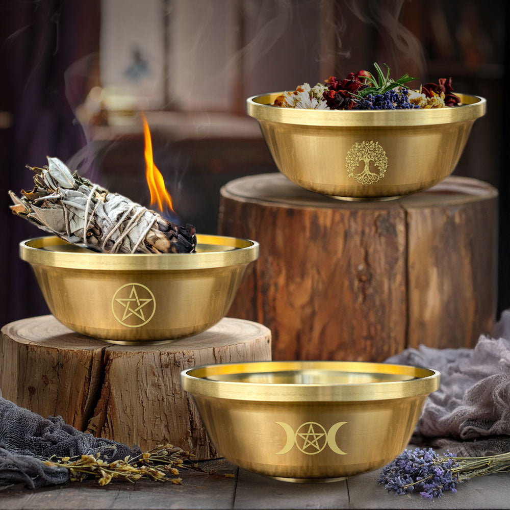 Pentagram Brass Bowl Three-Phase Moon Copper Bowl