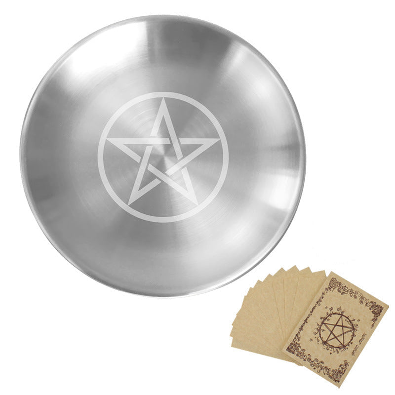 Silver Plated Three-Phase Moon Pentagram Ornament Metal Candle Holder