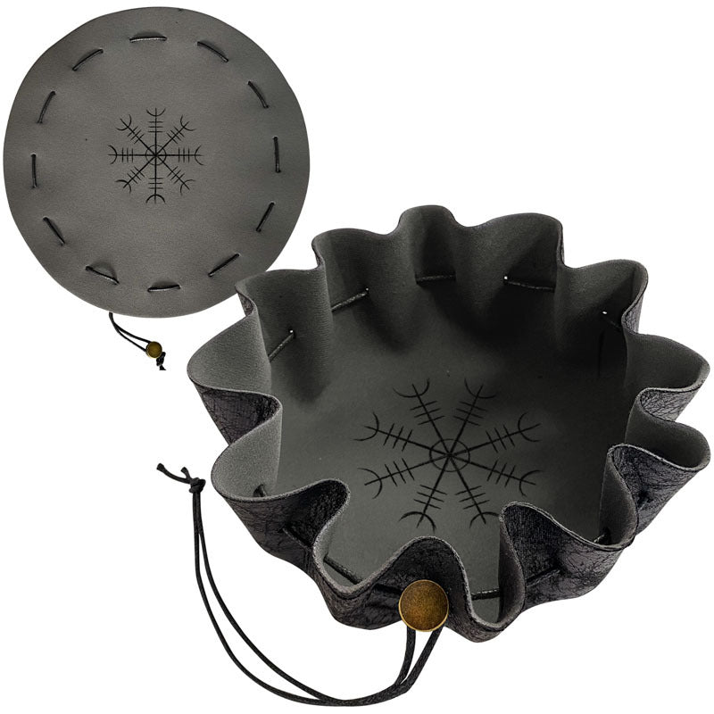 Viking Leather Dice Bag Tray Drawstring Bag