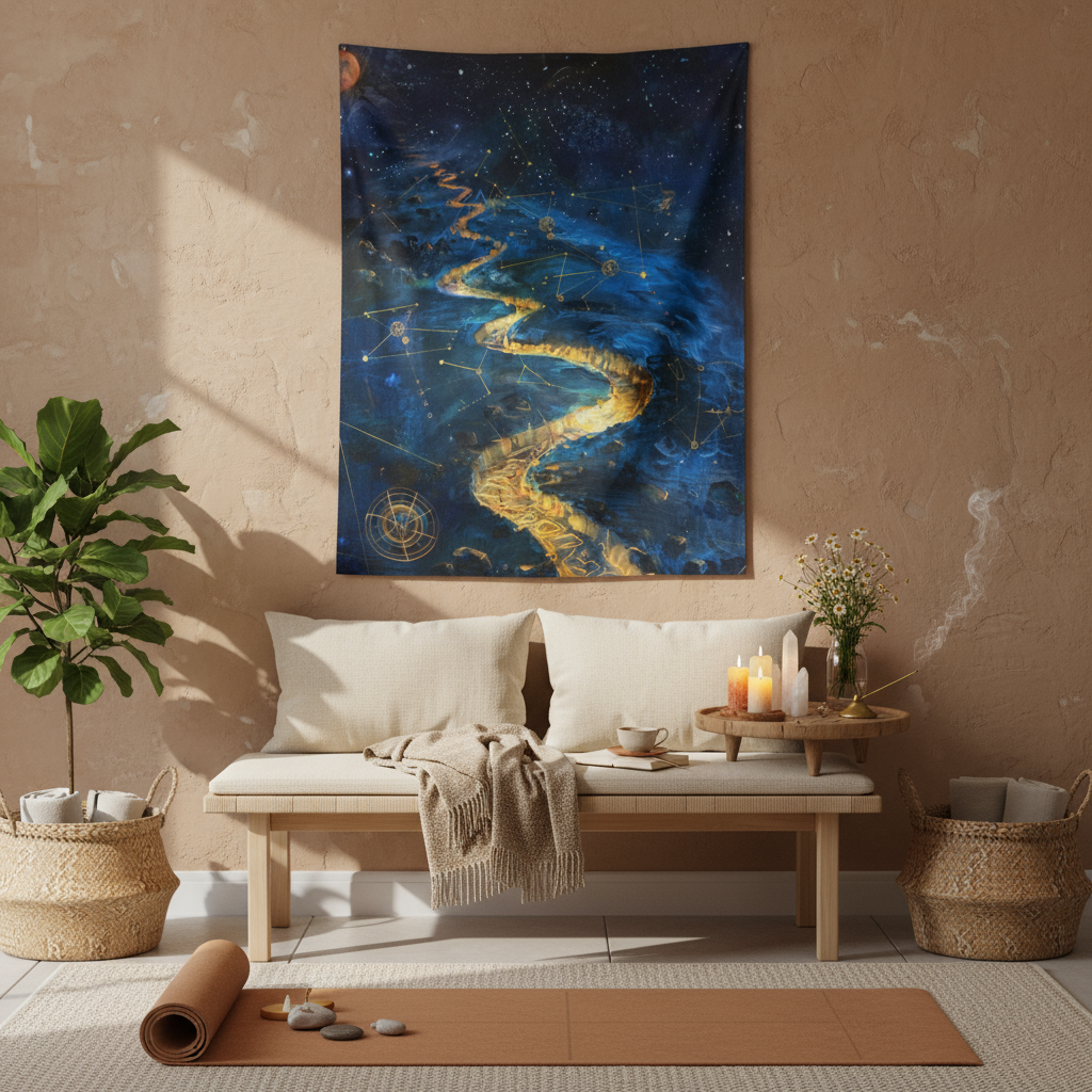 Every Step is a Ritual Tapestry in Mindful Living Space