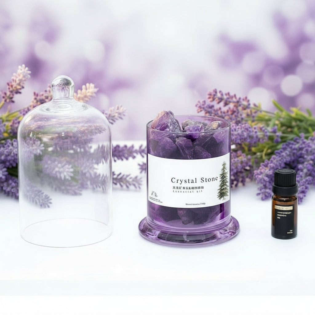 Purple/blue Natural Crystal Stone Diffusing  Aromatherapy Gift Box