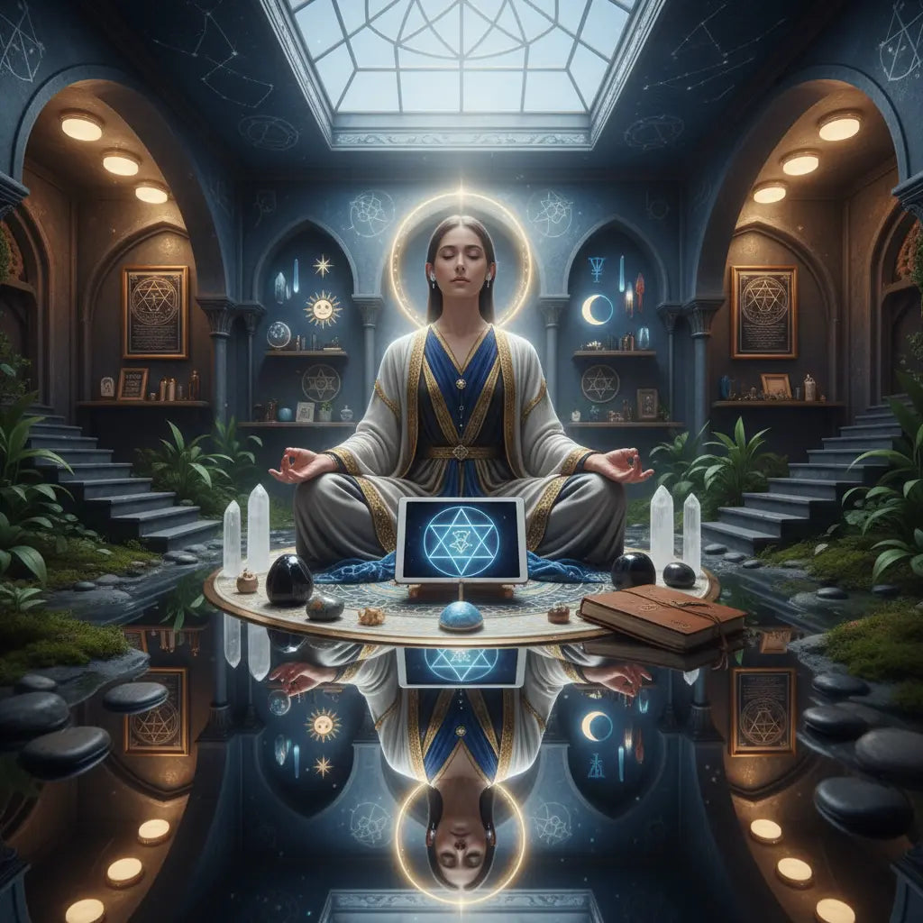 Hexagram As Above So Below Meditation Scene