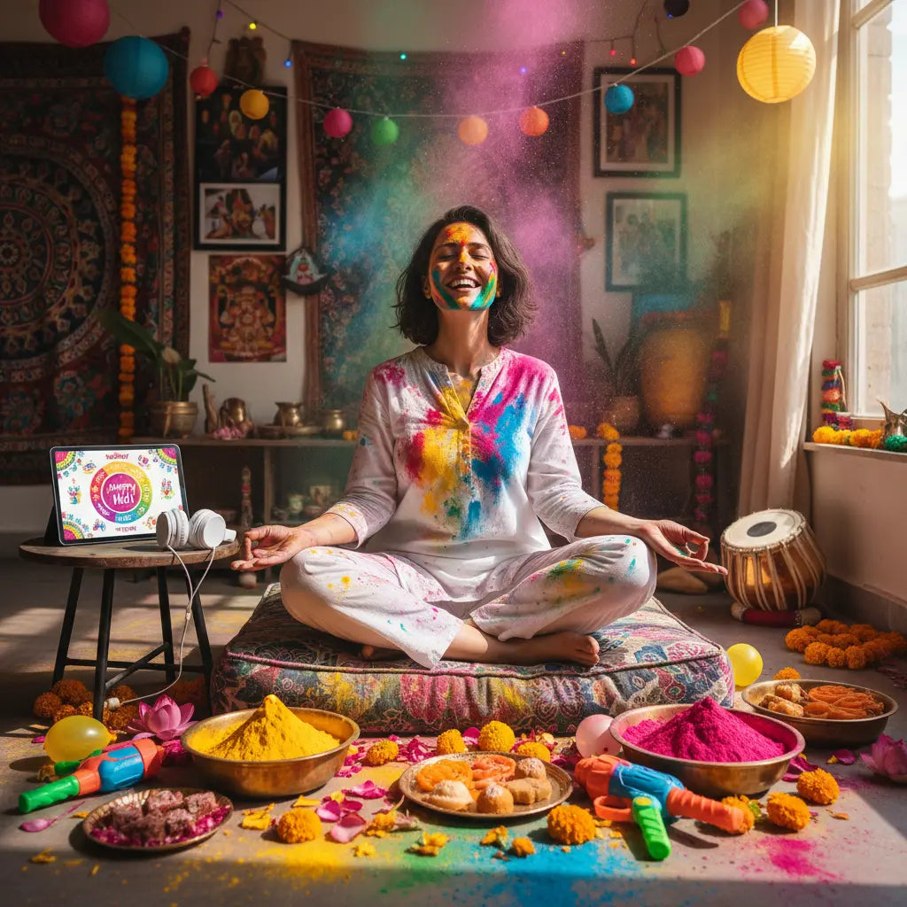 Holi Color Joy Celebration Meditation Scene