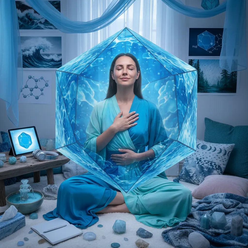 Icosahedron Water Element Emotional Flow Meditation Scene