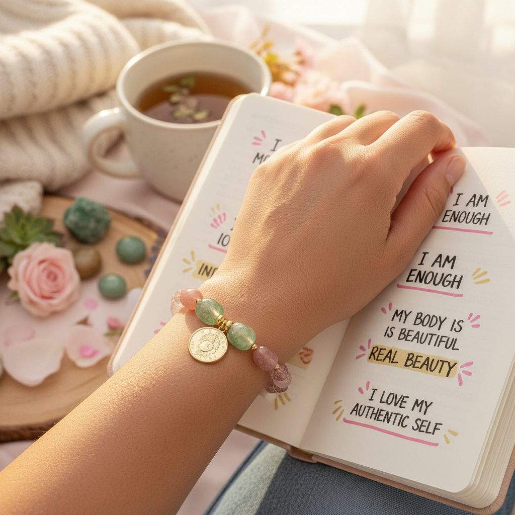 Irregular Strawberry Crystal Bracelet Body Positivity