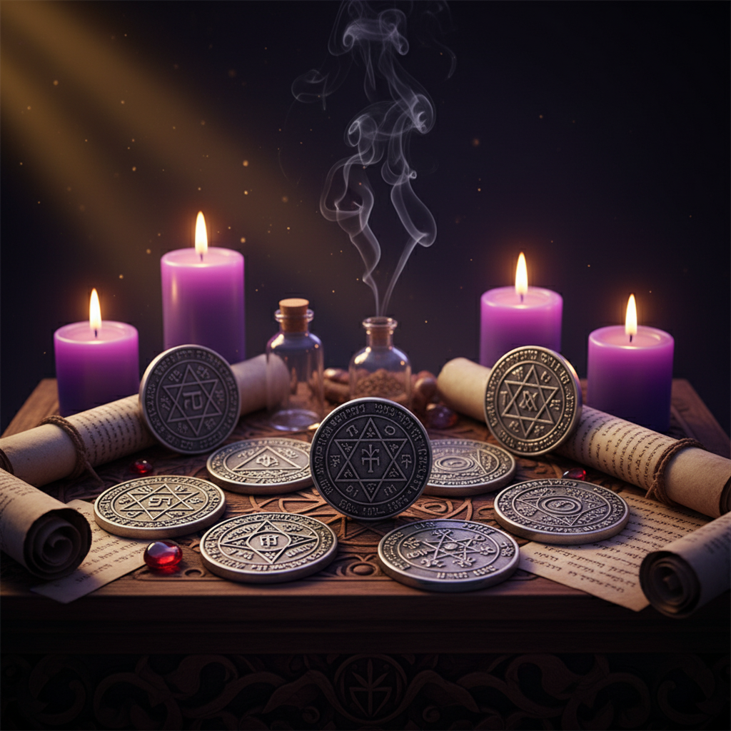King Solomon Jupiter Protection Coin - Ritual Magic Style