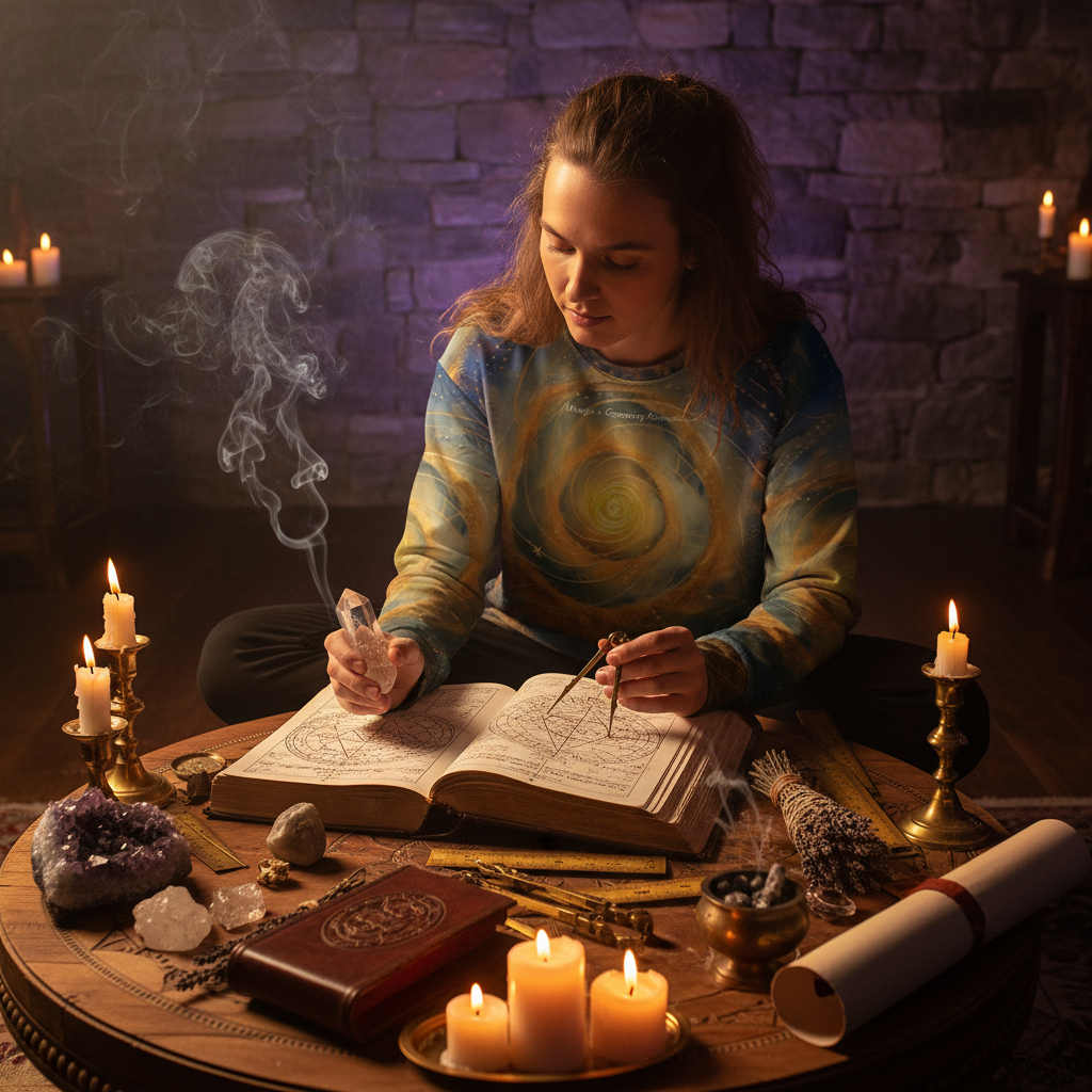 Magic is Geometry Remembered Unisex Sweatshirt - Mystical Lifestyle Scene