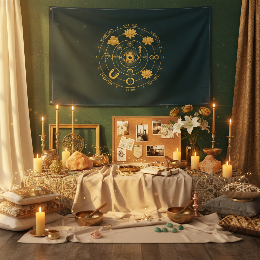 Manifestation Abundance Mandala Flag - Atmospheric Product Image