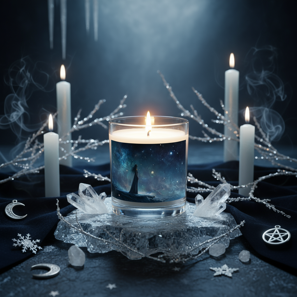 Moonrise Mystic Glass Jar Candle in Frozen Moonlit Space