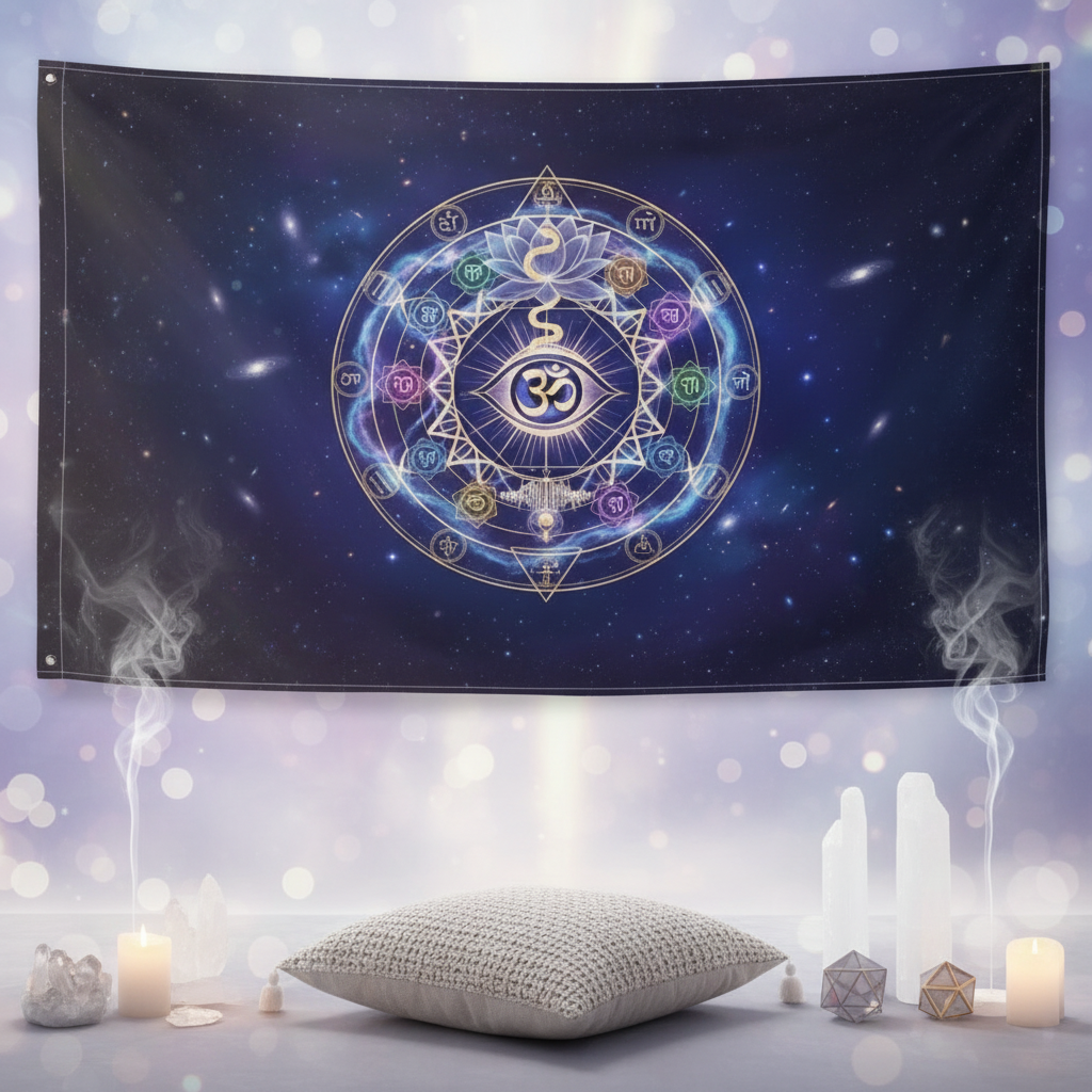 Spiritual Awakening Mandala Flag - Atmospheric Product Image