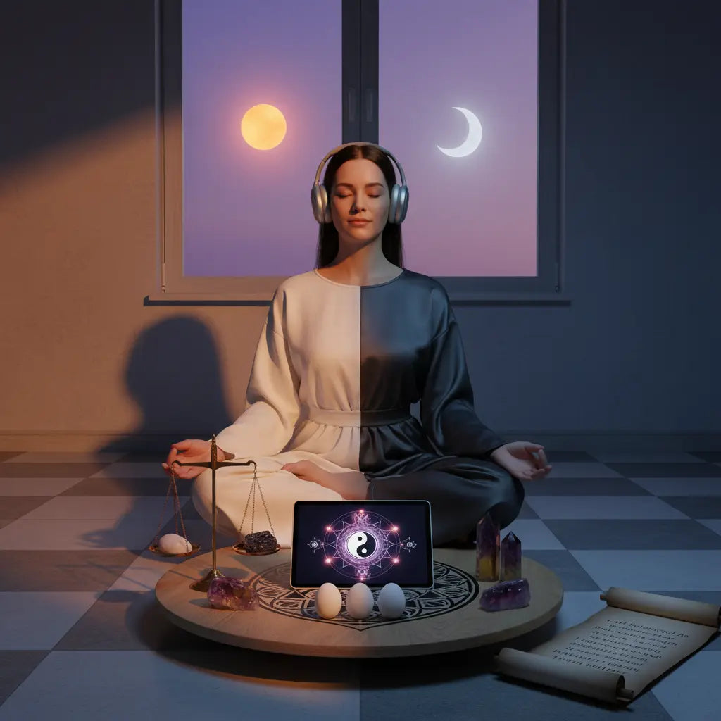 Spring Equinox Light-Dark Balance Meditation Scene