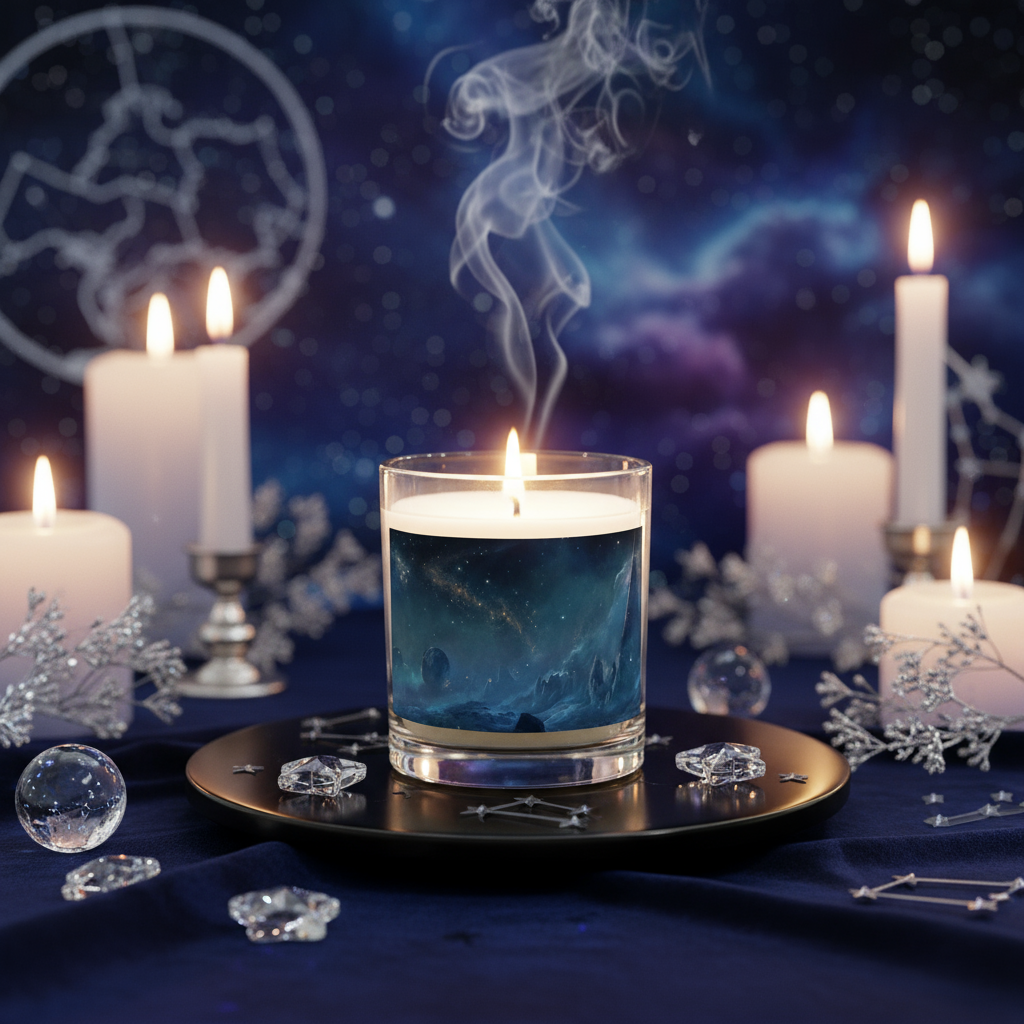Starfall Sanctuary Glass Jar Candle in Cosmic Celestial Space