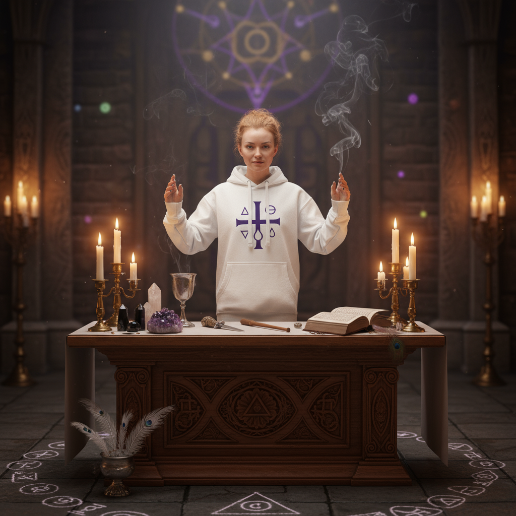 The Elemental Cross Unisex Hoodie - Mystical Lifestyle Scene