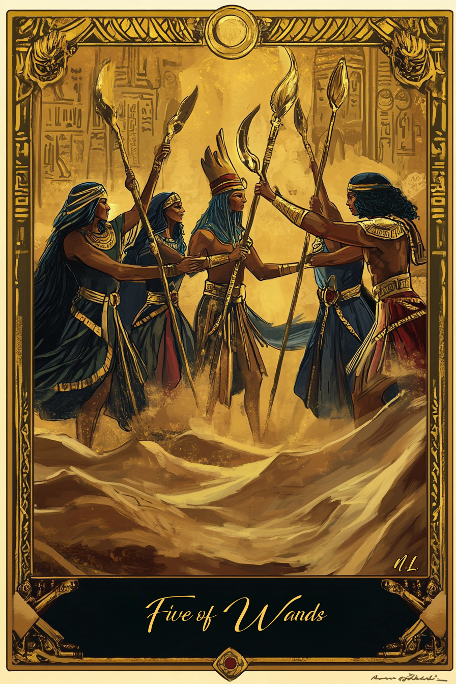 Five of Wands (Light Path): Tarot Card Meaning, Ritual & Meditation Nicole's ritual universe