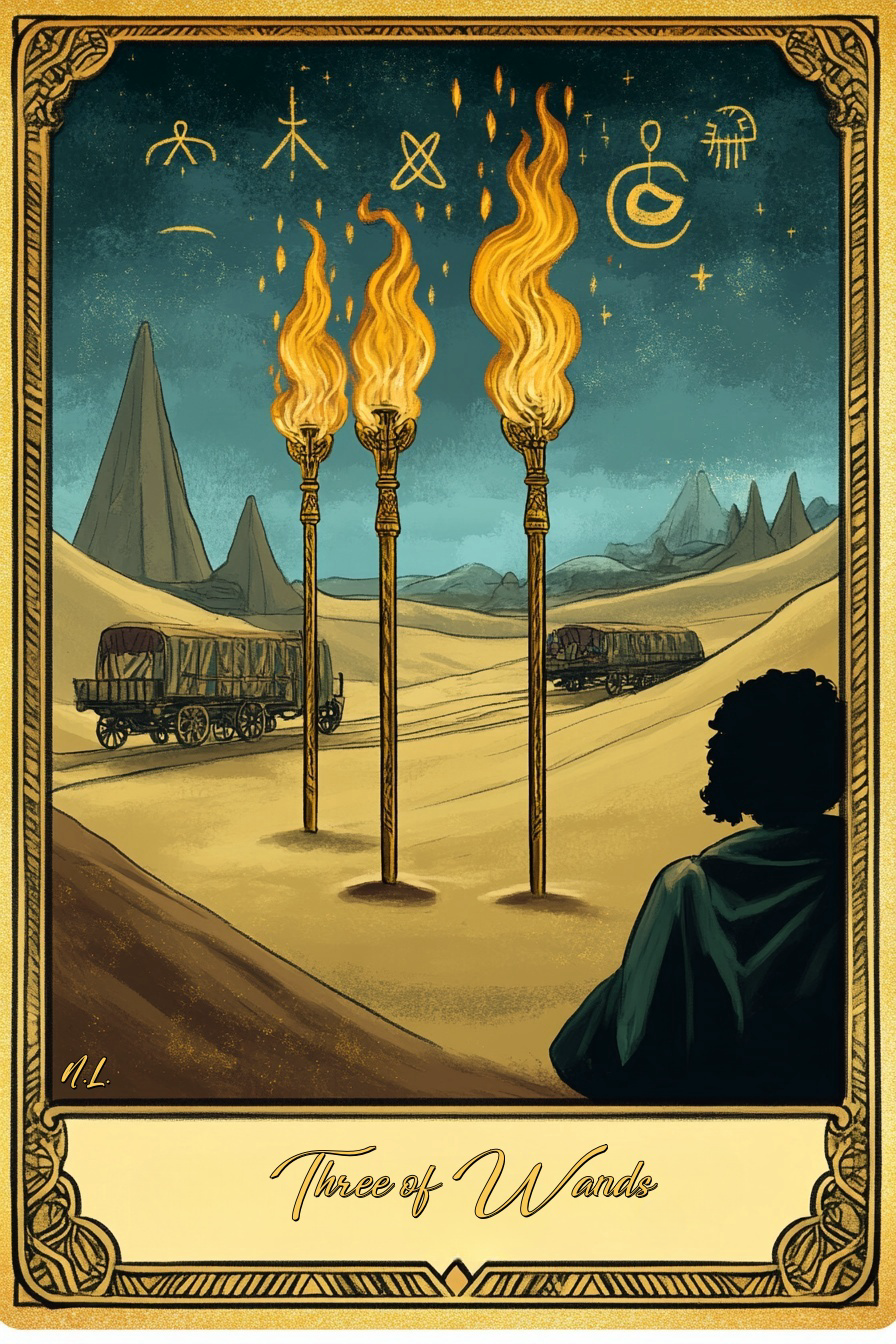 Three of Wands (Light Path): Tarot Card Meaning, Ritual & Meditation Nicole's ritual universe
