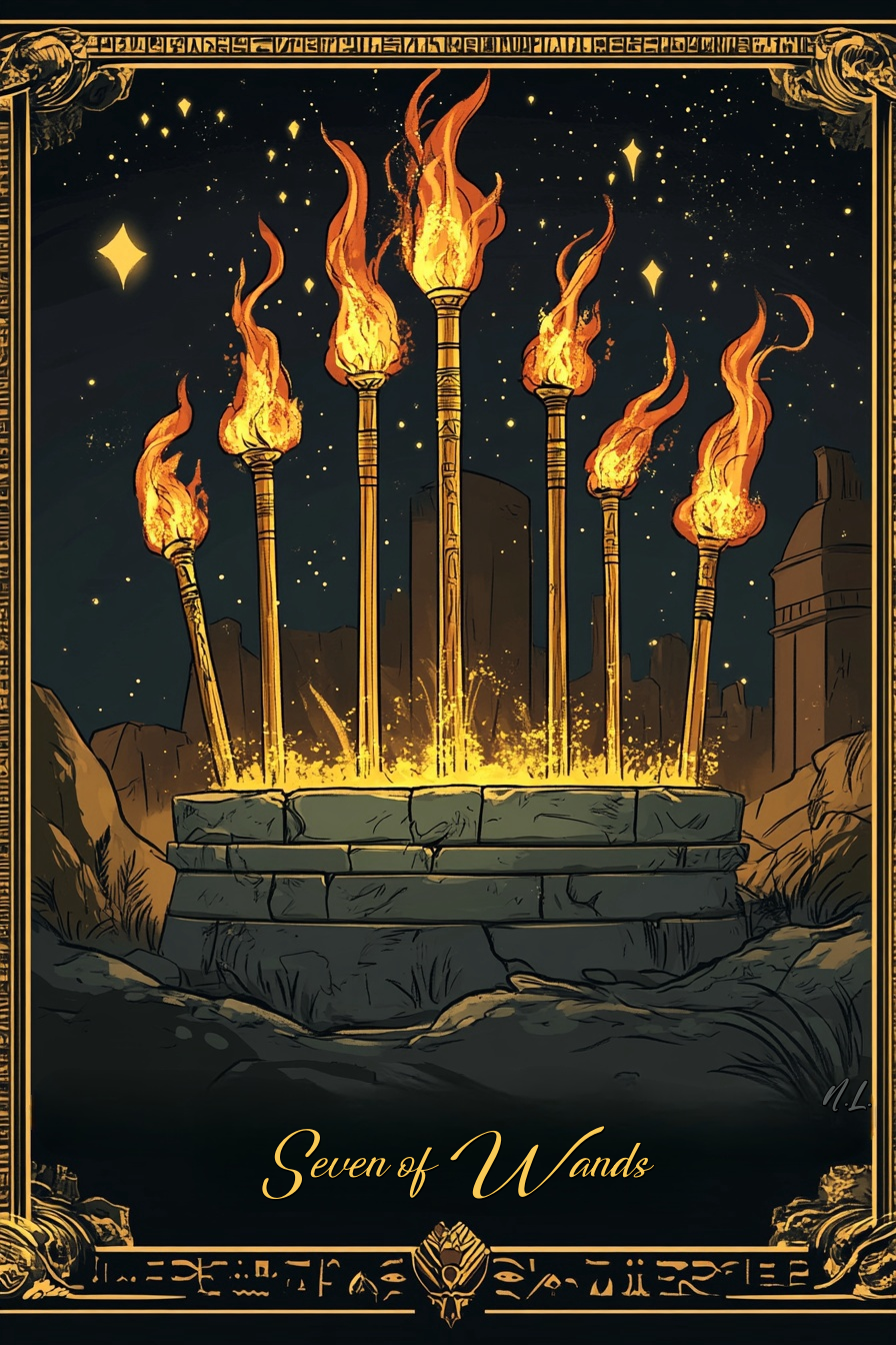 Seven of Wands (Light Path): Tarot Card Meaning, Ritual & Meditation Nicole's ritual universe