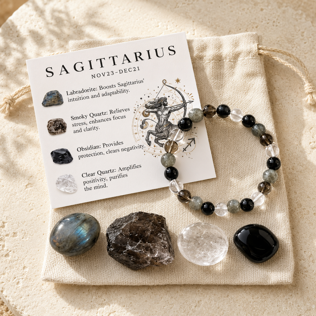 Zodiac Crystal Rough Stone Bracelet and pendant charm showing both forms of the zodiac crystal collection