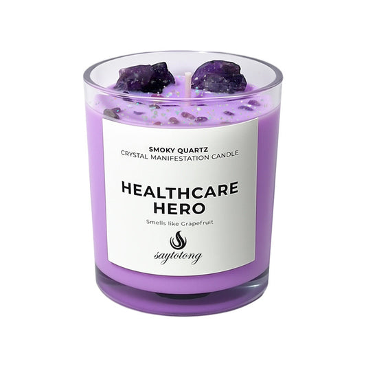 Crystal soy candle gift set for crystal lovers, six healing scents with genuine crystals and dried botanicals