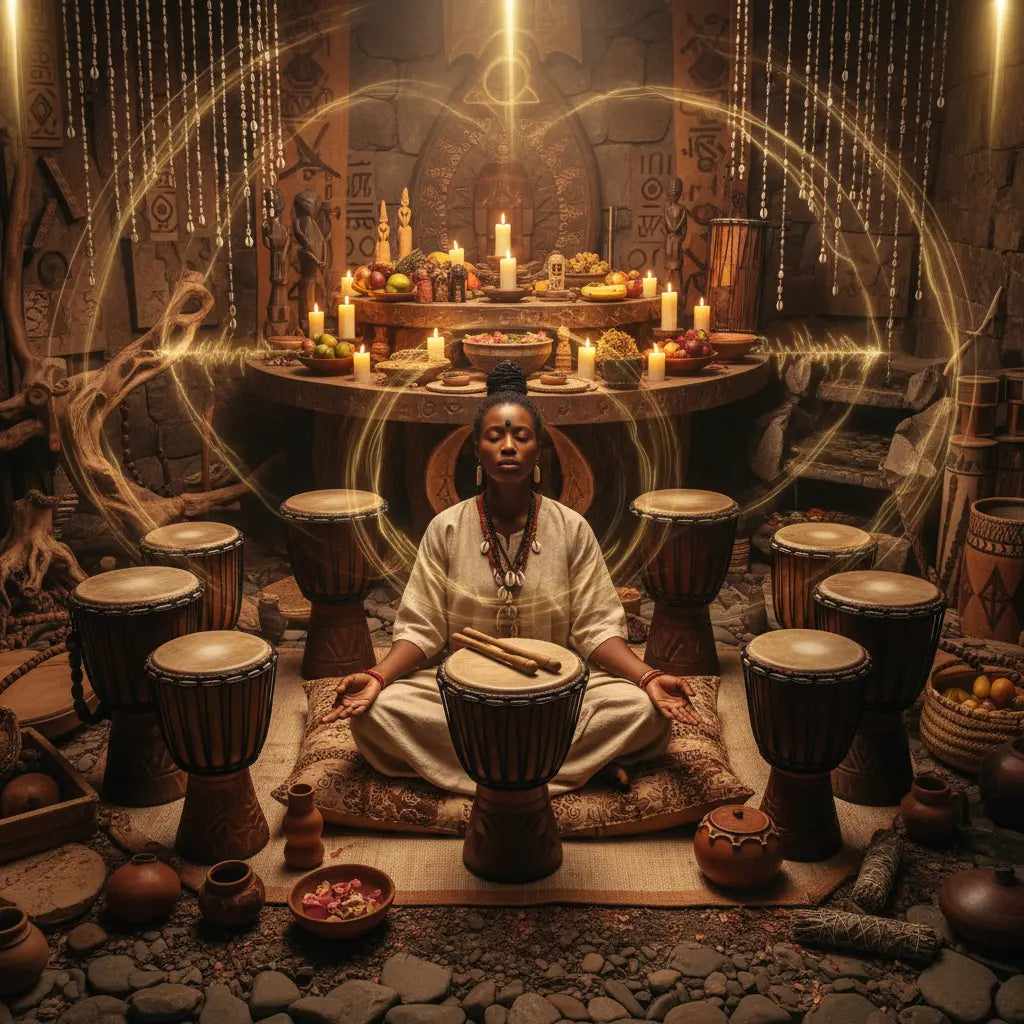 African ancestral drumbeat meditation scene
