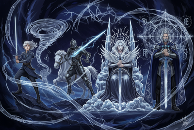 Air Court Cards: Page/Knight/Queen/King of Swords