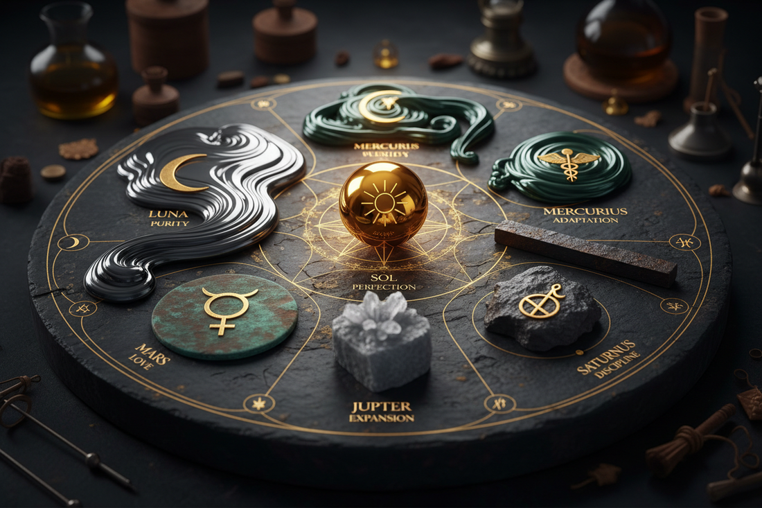 Alchemical Metals: Gold, Silver, Mercury, Copper, Iron, Tin, Lead - Nicole's ritual universe