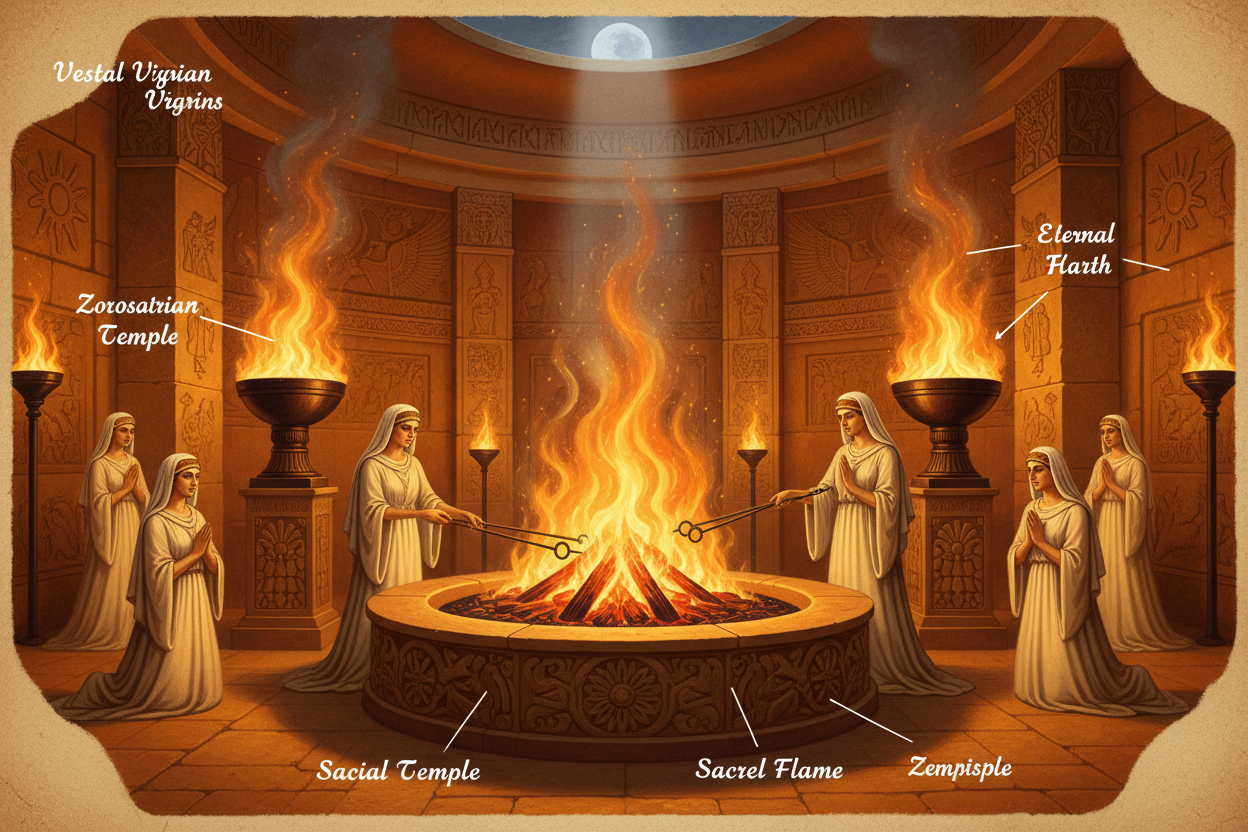 Ancient Fire Worship Vestal Virgins Zoroastrian Sacred Hearths – Nicole ...