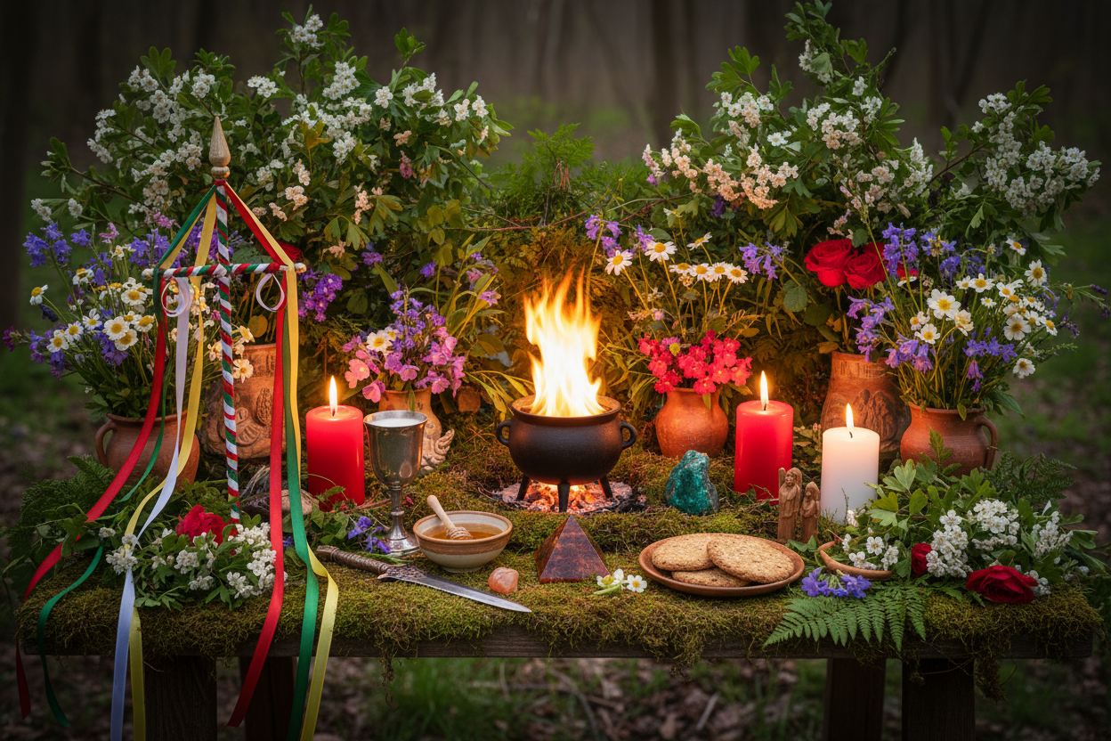 Beltane Ribbon Tree Beltane Altar Setup: Flowers, Fire & Ribbons | Complete Guide – Nicole ...