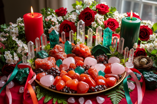 Beltane Crystals: Carnelian, Emerald & Rose Quartz