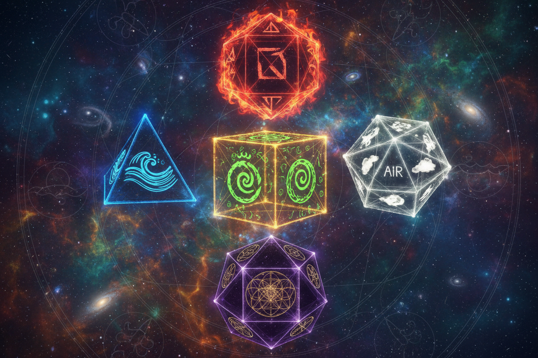 Sacred Geometry and the Four Elements: How Earth, Water, Fire, and Air Encode Geometric Intelligence