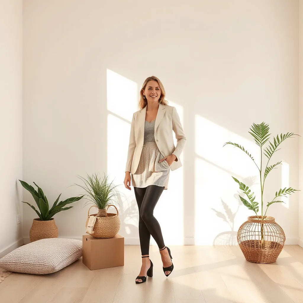 Confident woman in feminine power apparel posing in soft natural light