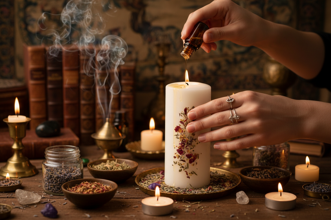 Candle Dressing: Oils and Herbs Application - Nicole's ritual universe